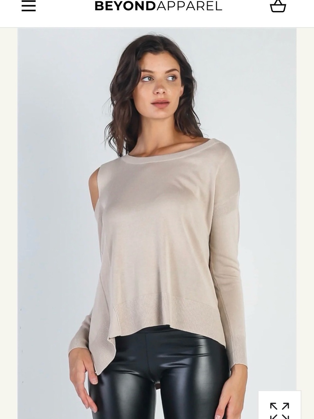 Uniq Women's cut out Shoulder Asymmetrical Knit Top - Beige